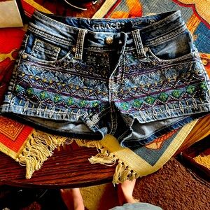 Grace in LA rhinestone shorts